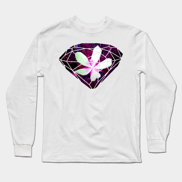 Floral Crystal Long Sleeve T-Shirt by Not Meow Designs 